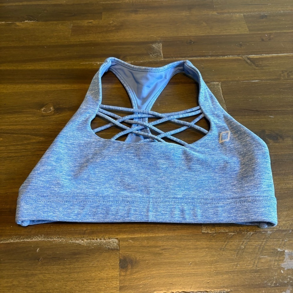 Lorna Jane Strappy Sports Bra Blue Heather Small Crop